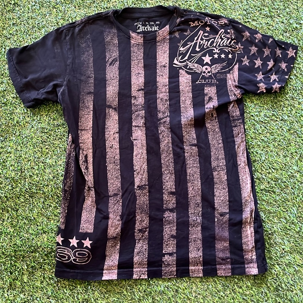 Archaic by Affliction Black Shirt Mens Small Motor Club